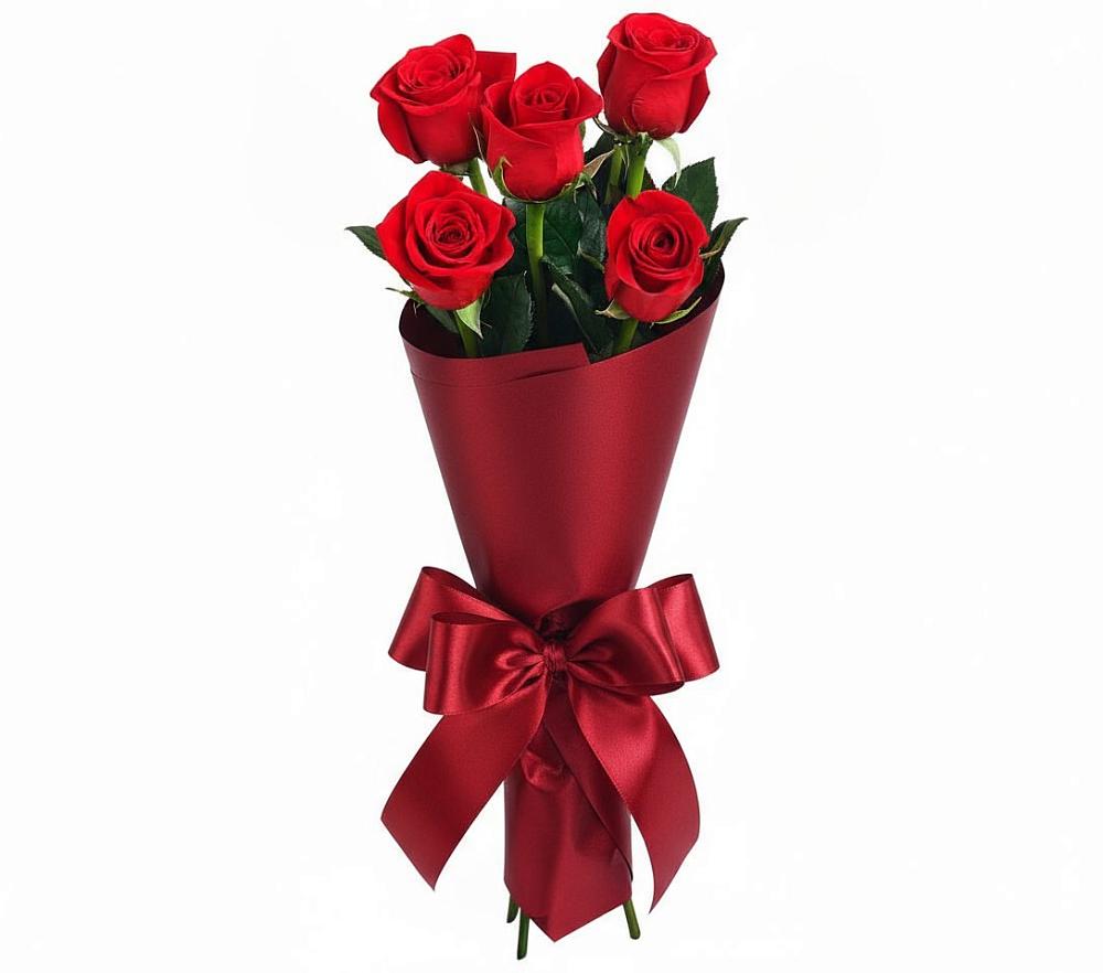 Букет 5 Красных роз Эдлесс Лав в Загорянский