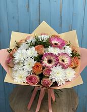 Букет цветов из:  Розы, Герберы и Хризантемы #REPLACE_PRED# Загорянский