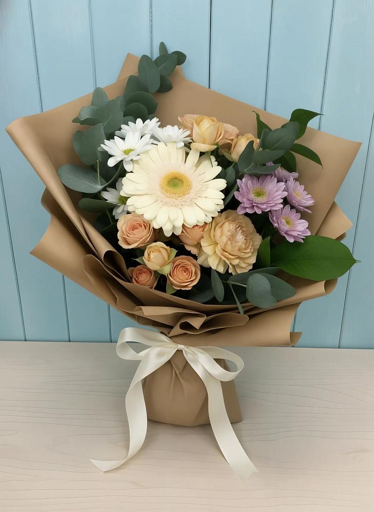 Букет цветов из: Герберы и Хризантемы в Загорянский