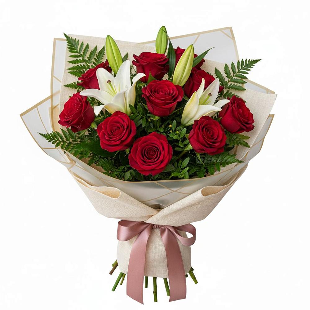 Букет цветов из: Лилии и Розы в Загорянский