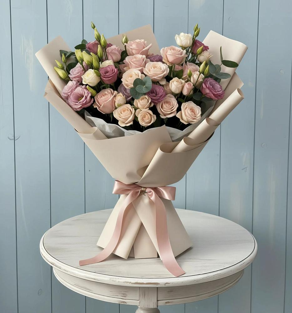 Букет цветов из: Розы и Лизиантусы в Загорянский