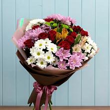 Букет цветов из:  Розы, Хризантемы и Альстромерии в Загорянский