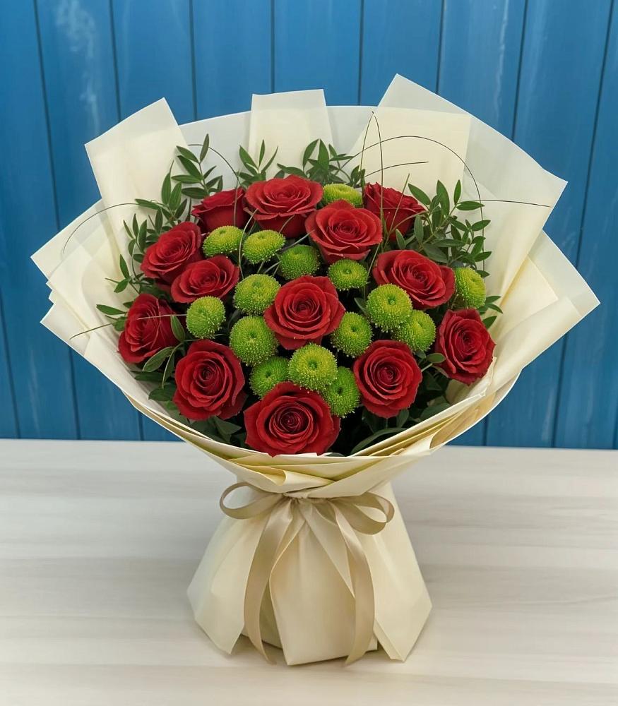 Букет цветов из: Розы и Хризантемы в Загорянский